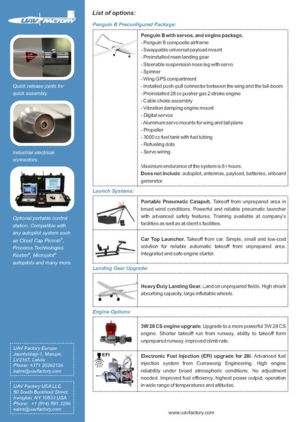 Données techniques drone Penguin B 