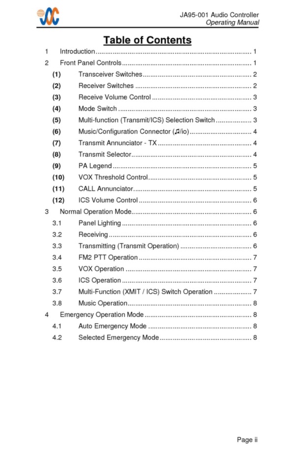 JA95-001 operating manual