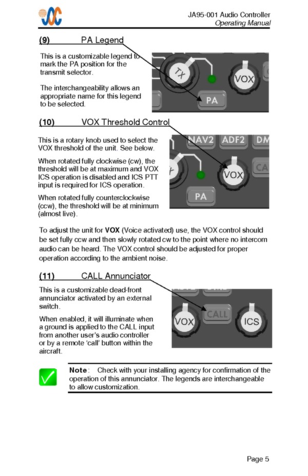 JA95-001 operating manual