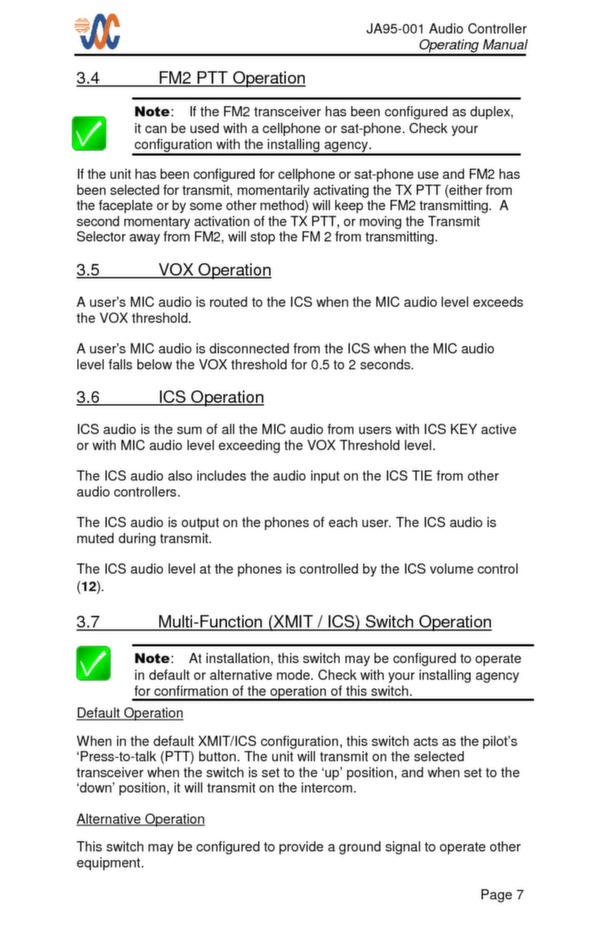 JA95-001 operating manual