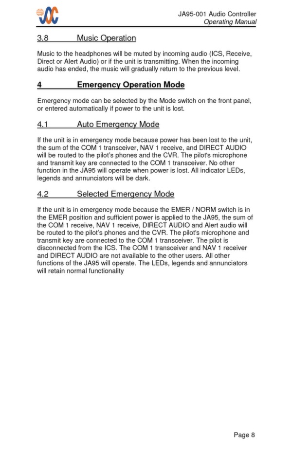 JA95-001 operating manual