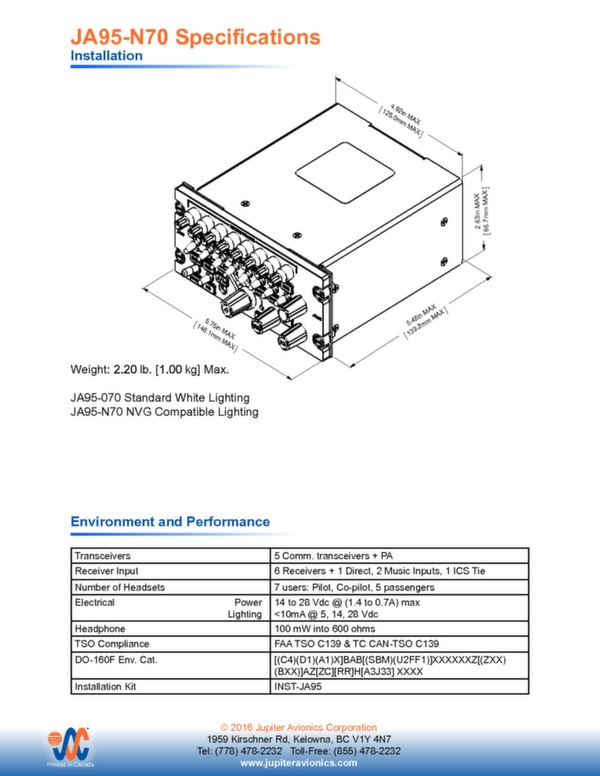 JA95-N70 data sheet