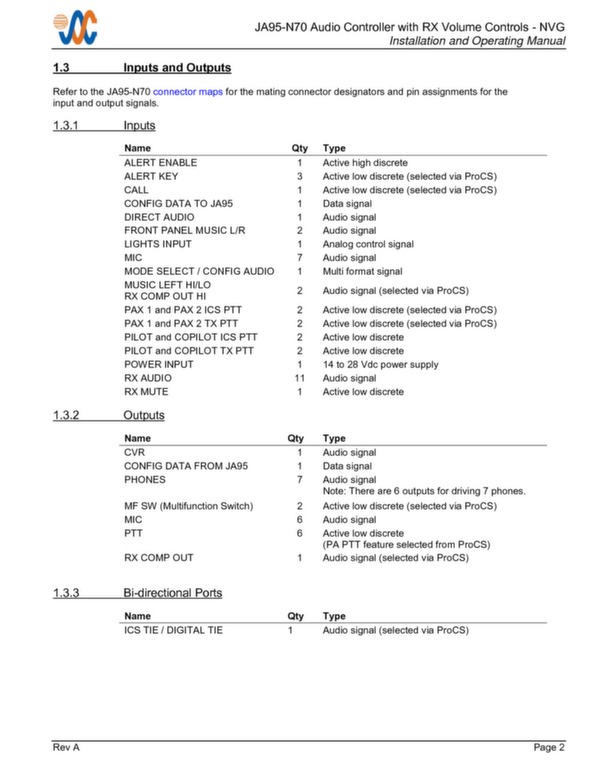 JA95-N70 installation and operating manual