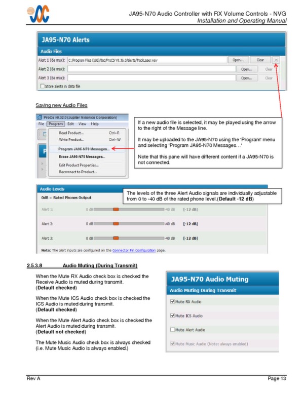 JA95-N70 installation and operating manual