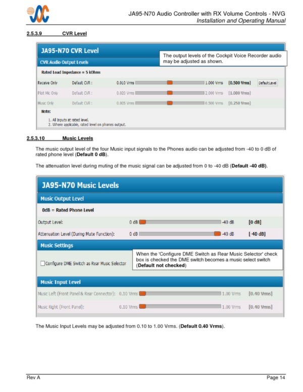 JA95-N70 installation and operating manual