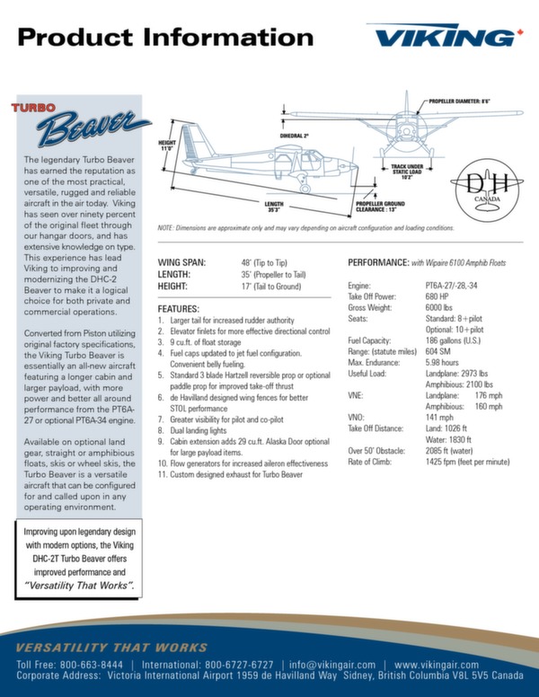 DHC-2T Turbo Beaver spec. sheet