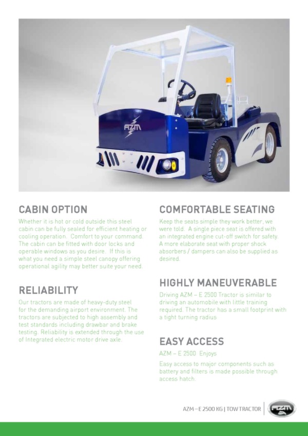 Aircraft towing tractor AZM - E2500KG brochure