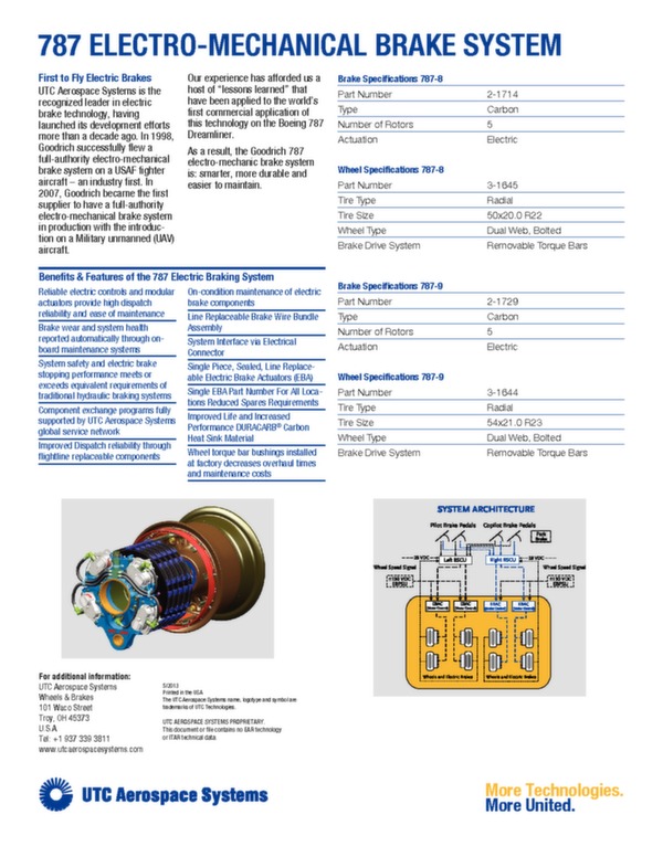 Brochure système de freinage électro-mécanique 787
